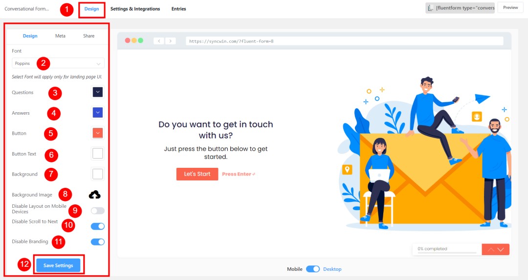 How to Create Conversational Forms with WordPress Fluent Forms? • WPnomy 18th - Design Adjustment of The Conversational Form
