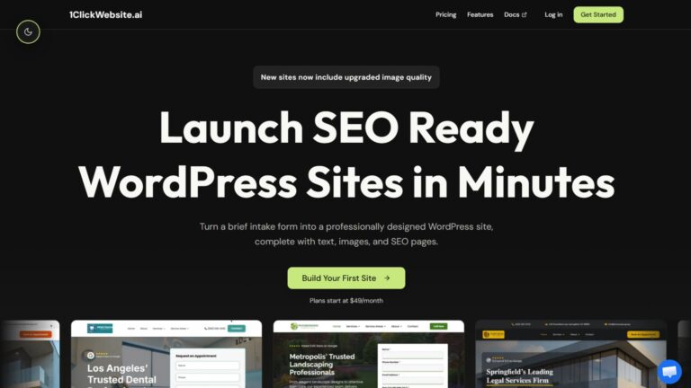 1ClickWebsite.ai - Featured Screenshot - WPnomy