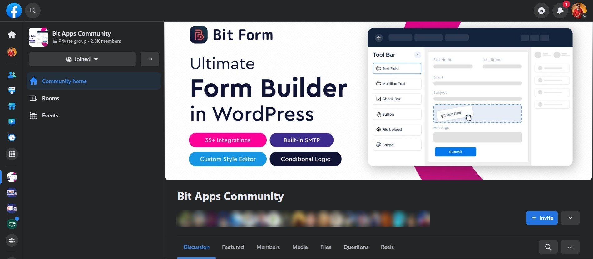 Bit Integrations Review: No-Code WordPress Automation Plugin • WPnomy Bit Apps Facebook Group - Product Page Screenshot - Toolonomy