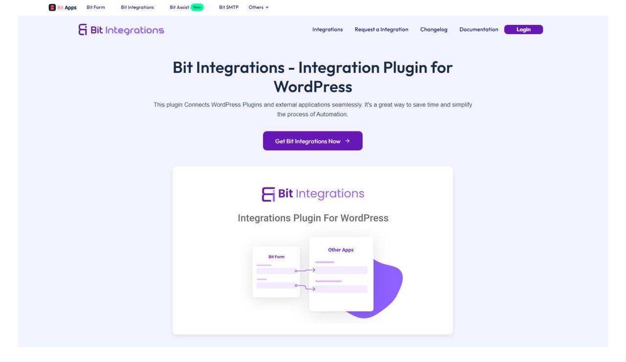 Bit Integrations Review: No-Code WordPress Automation Plugin • WPnomy Bit Integrations - Product Page Screenshot - Toolonomy