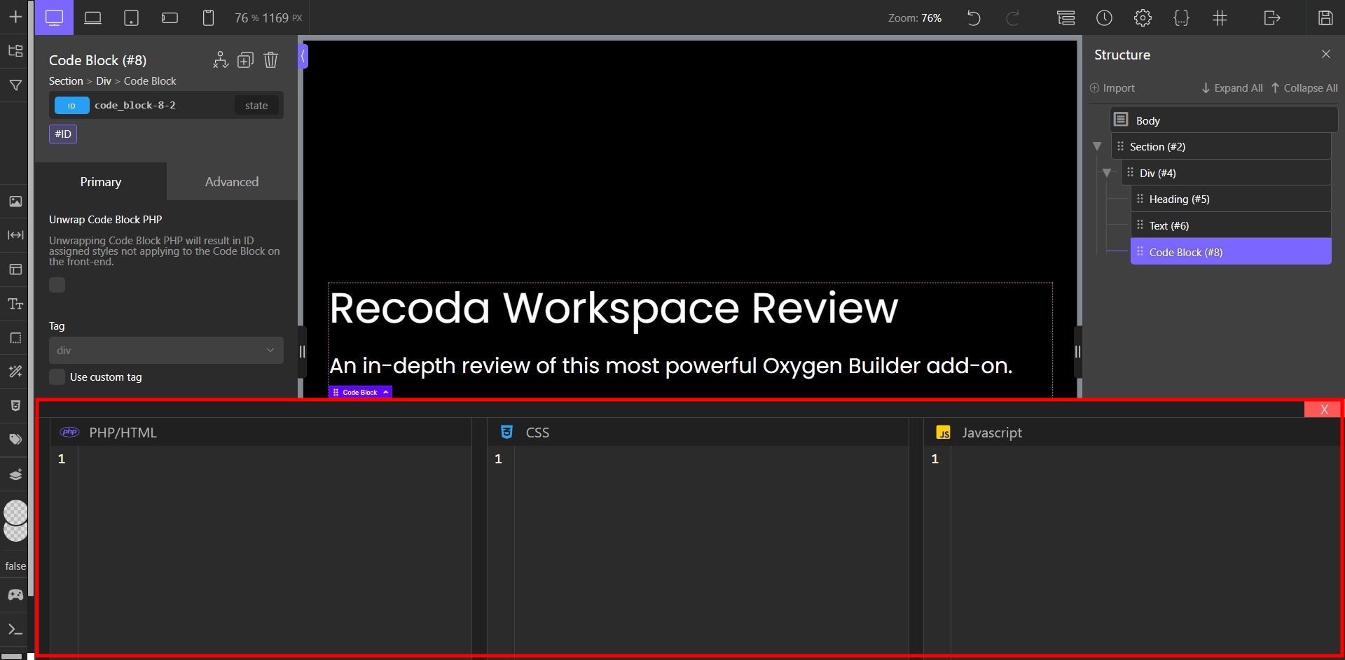 Blockpad Editor of Recoda Workspace - Screenshot - Toolonomy