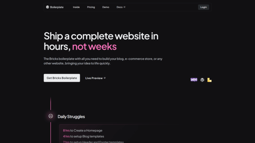 Best Bricks Builder Templates (2026): Every Design Sets Ranked & Reviewed • WPnomy Bricks Boilerplate Featured Screenshot - Bricksism