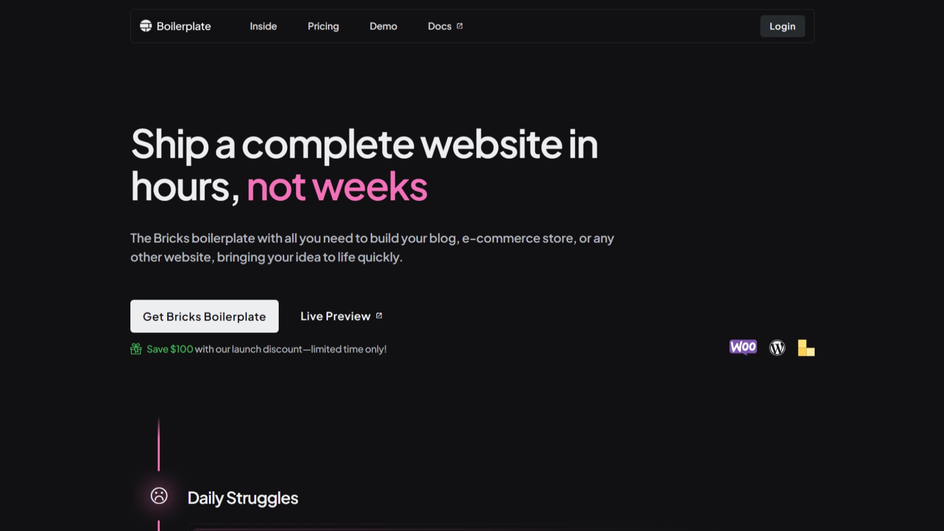 Best Bricks Builder Templates: Top Pre-Built Design Sets • WPnomy Bricks Boilerplate - Featured Screenshot One - SyncWin