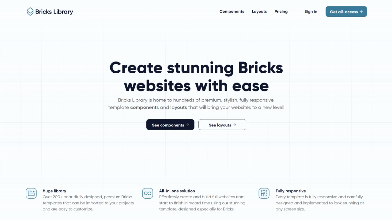 Best Bricks Builder Templates: Top Pre-Built Design Sets • WPnomy Bricks Library - Featured Screenshot - Toolonomy
