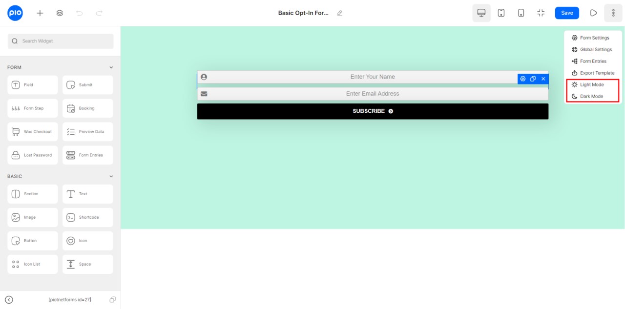 Dark Theme & Light Theme of Piotnet Forms - Screenshot - Toolonomy