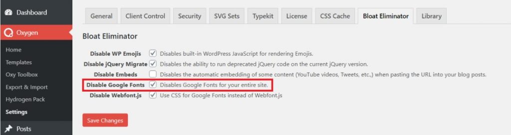 Disable Google Fonts from Oxygen Builder - SyncWin
