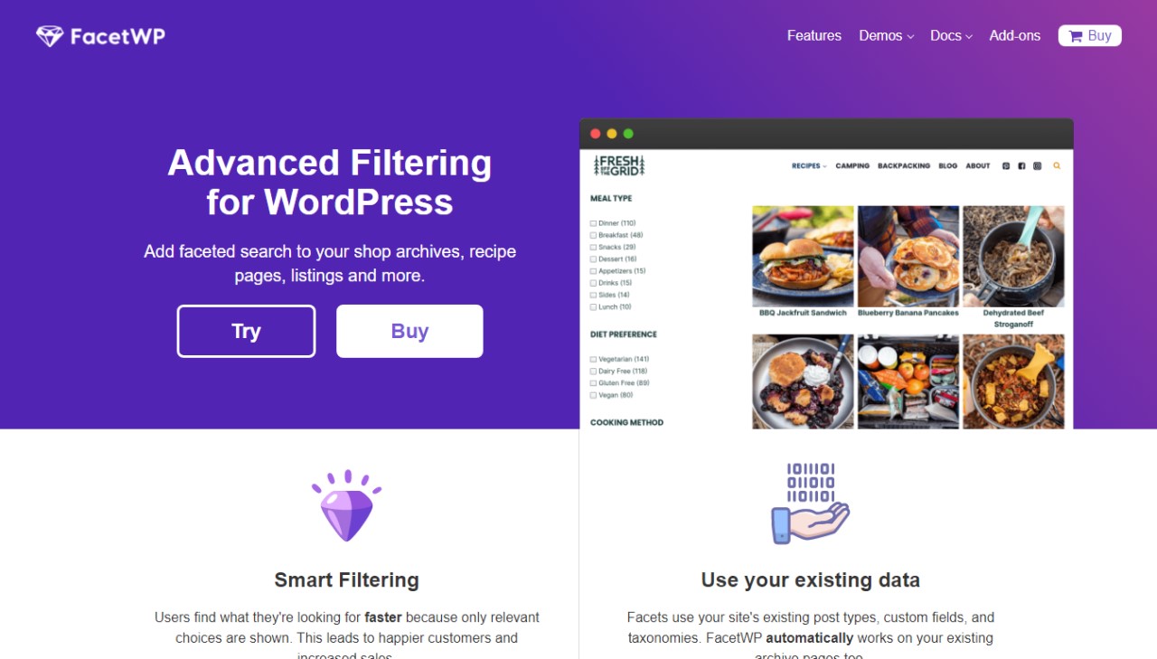 Best WordPress Facet Builders: WP Search & Filter Plugins • WPnomy FacetWP - Featured Screenshot - SyncWin