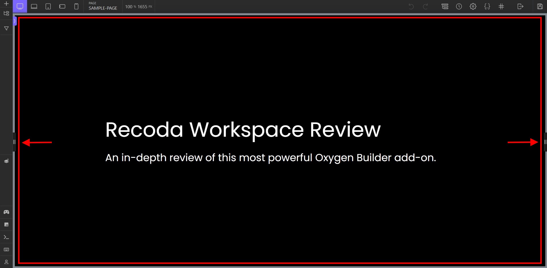 Full-Screen Mode of Recoda Workspace - Screenshot - Toolonomy