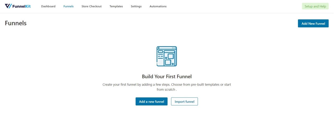 FunnelKit (WooFunnels) Review: All-in-One WordPress Funnel Builder • WPnomy FunnelKit Add Funnels Interface - Screenshot - Toolonomy