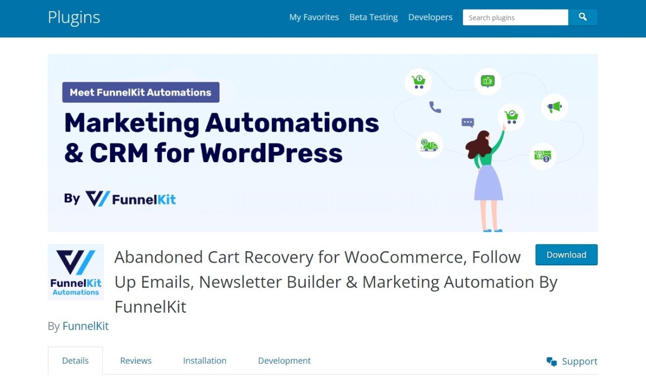FunnelKit (WooFunnels) Review: All-in-One WordPress Funnel Builder • WPnomy FunnelKit Automations Free Version - Featured Screenshot - Toolonomy