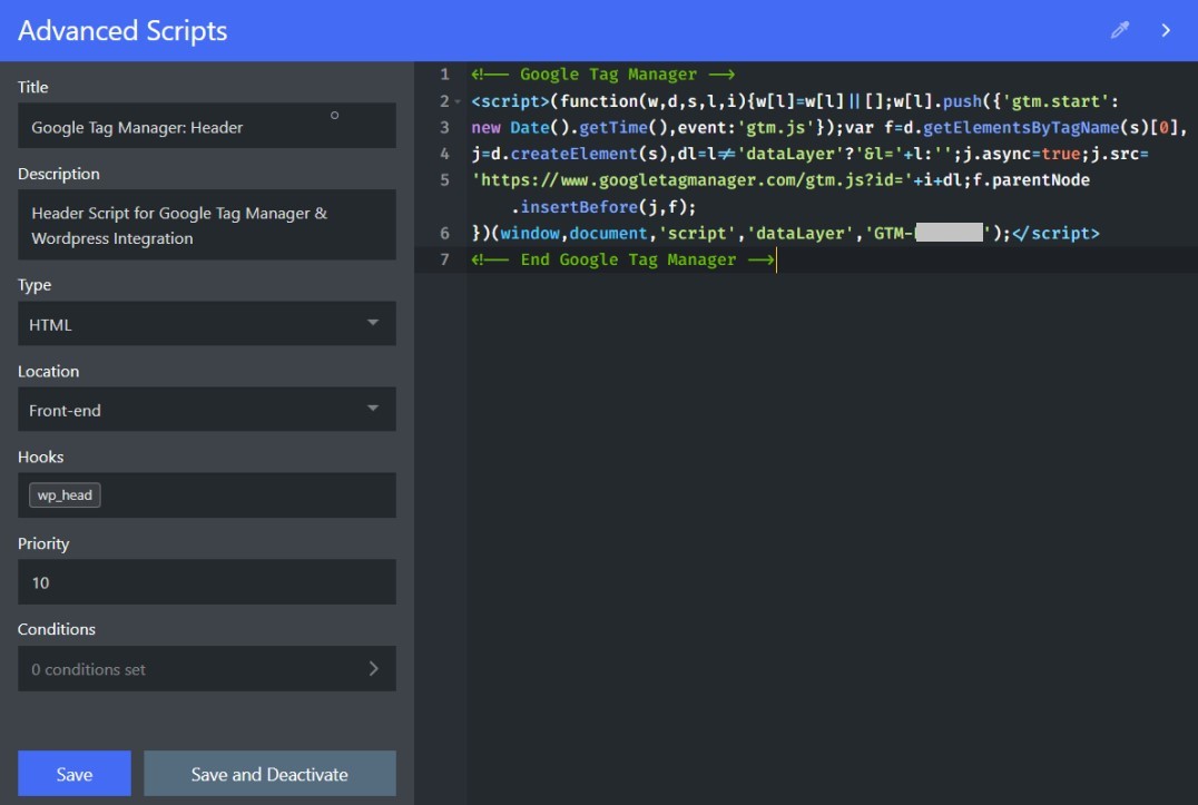 Head Script for Google Tag Manager and WordPress Integration - Image - SyncWin