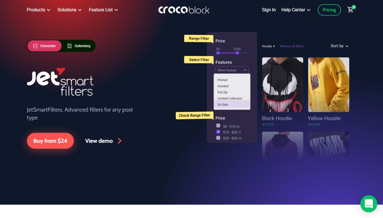 Best WordPress Facet Builders: WP Search & Filter Plugins • WPnomy JetSmartFilters - Featured Screenshot - SyncWin