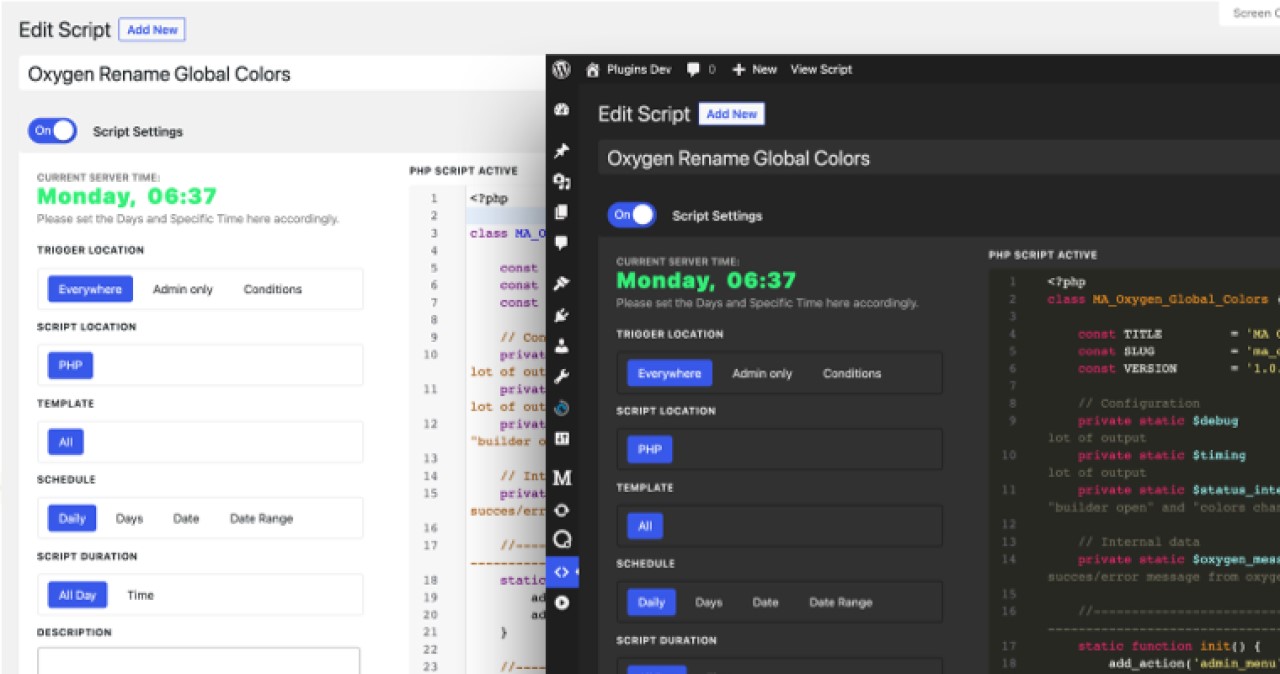 Scripts Organizer Review: Best Code Manager for WordPress • WPnomy Light & Dark Themes by Scripts Organizer - Image - Toolonomy