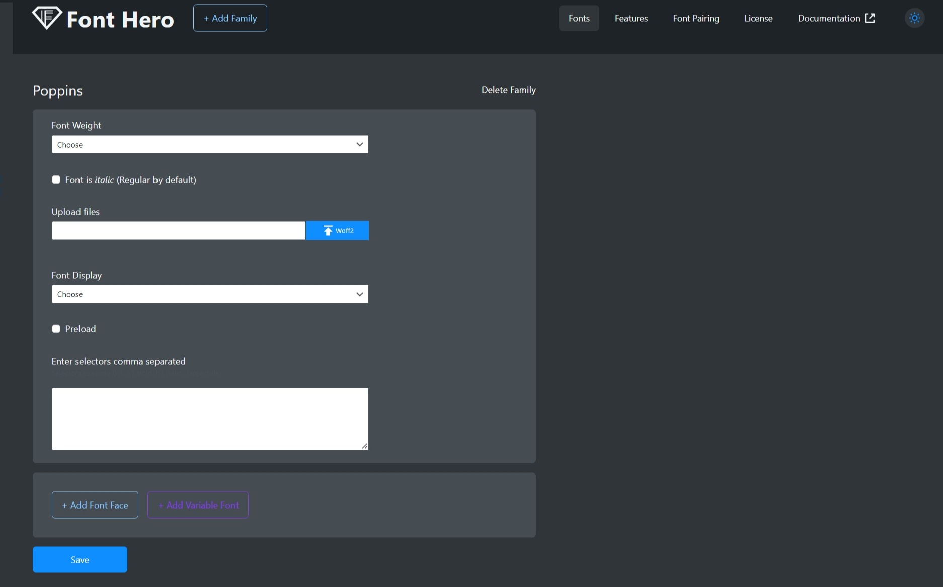 Font Hero Review: The Best No-Code WordPress Font Manager? • WPnomy No Code Custom Font Setup - Font Hero Screenshot - Toolonomy