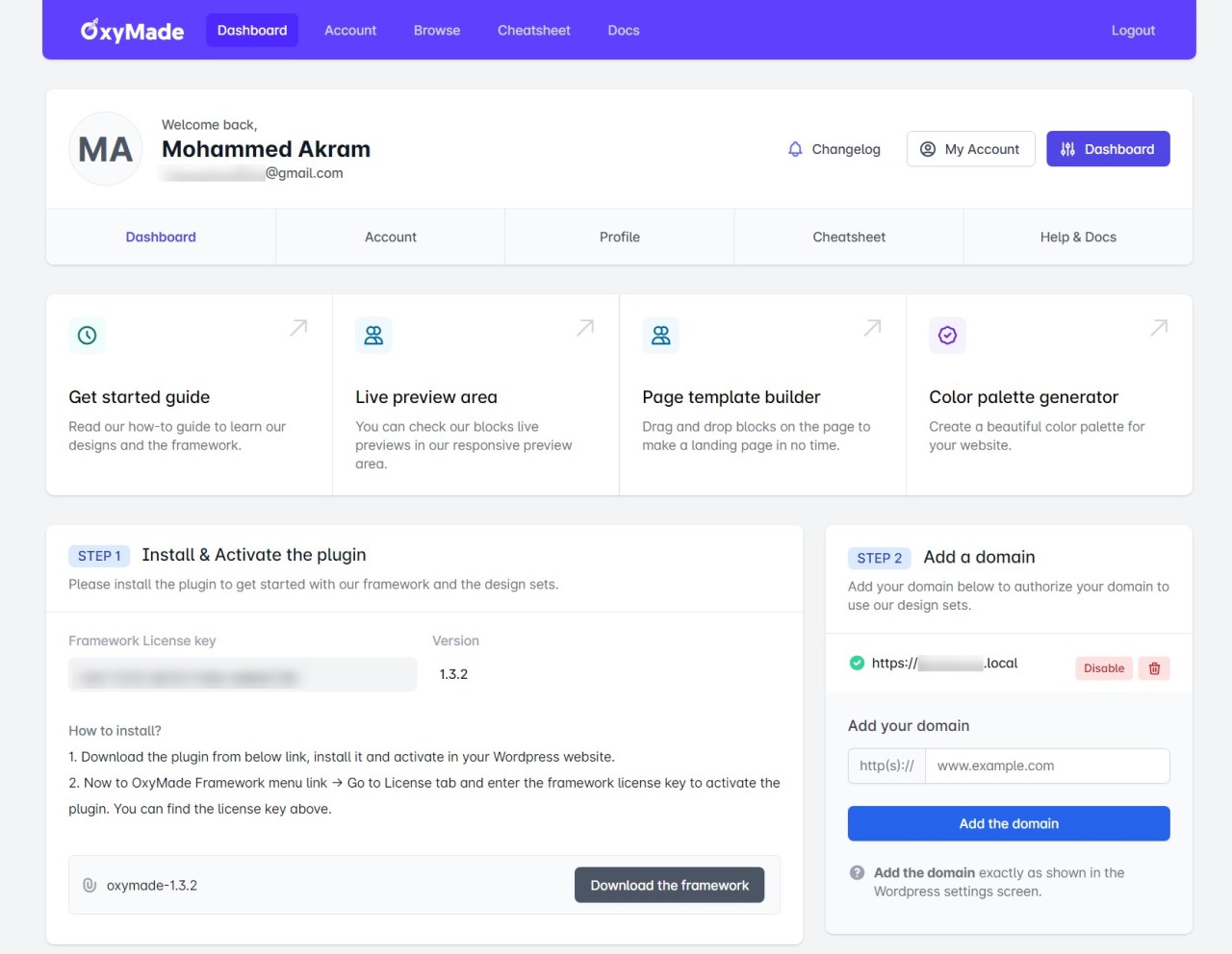 OxyMade Review: Best Oxygen Builder Framework & Templates • WPnomy OxyMade Dashboard Area - Screenshot - SyncWin