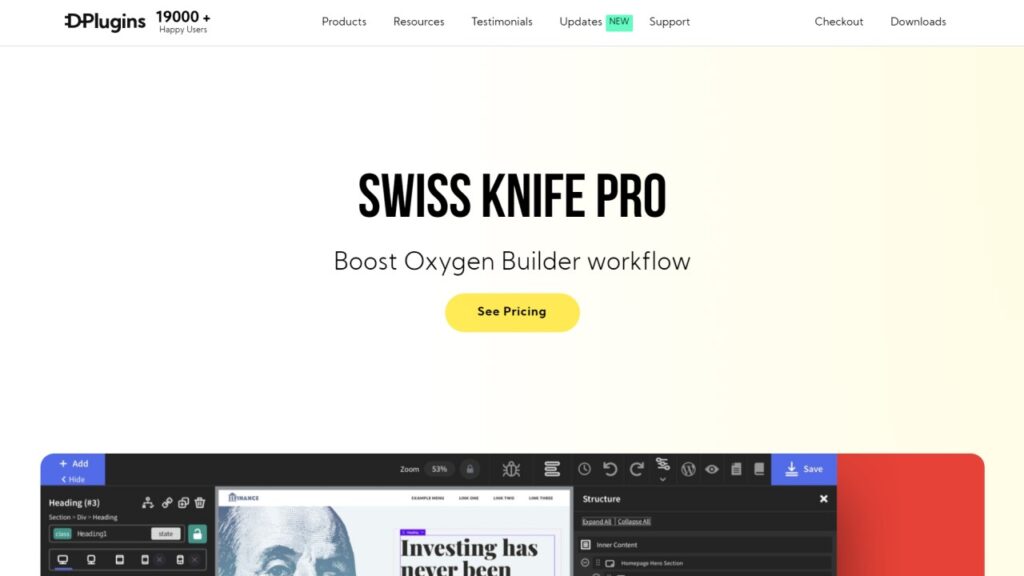 Best Oxygen Builder Addons: Handpicked Free & Paid Tools • WPnomy Oxygen Swiss Knife - Featured Screenshot - Toolonomy