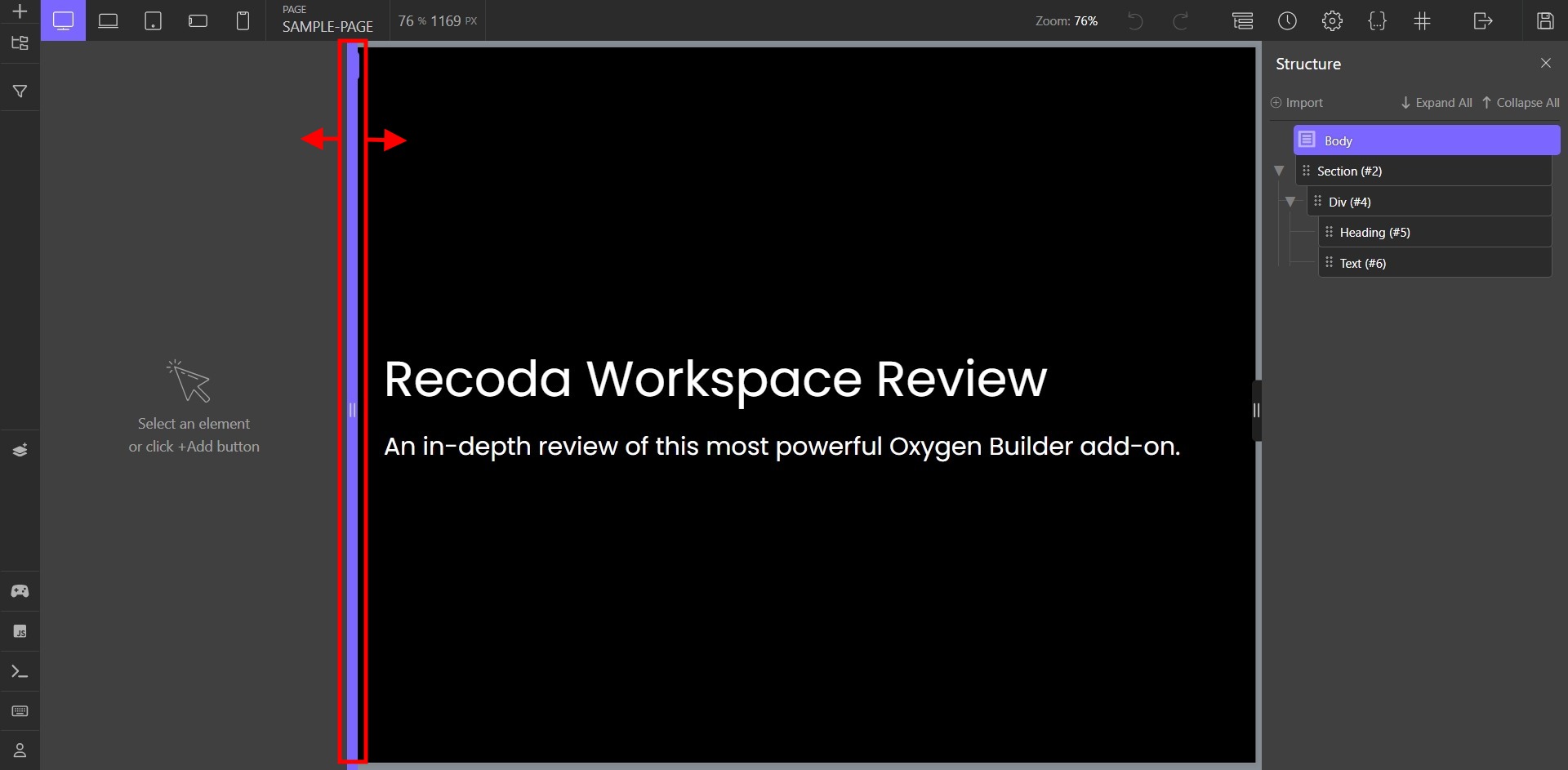 Resizable Panels of Recoda Workspace - Screenshot - Toolonomy
