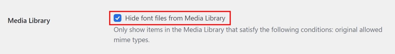 Yabe Webfont Review: Best No-Code WordPress Font Manager • WPnomy Show or Hide Files from Media Library with Yabe Webfont - Screenshot - Toolonomy