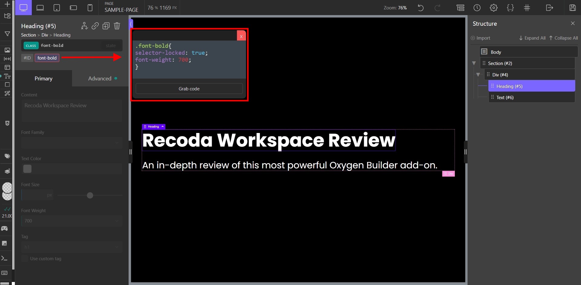 Style Inspector of Recoda Workspace - Screenshot - Toolonomy