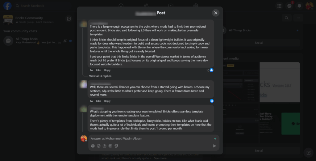 My Top Concerns About the Bricks Builder Ecosystem as a Committed Member • WPnomy The Expert Syndrome Example from the Bricks Ecosystem - Other's Post - Part 1 Image - Bricksism