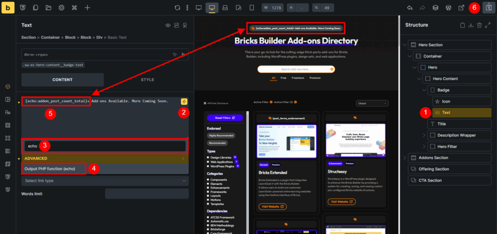 The Implementation of Total Post Count in Bricks Bulder - Screenshot - Bricksism