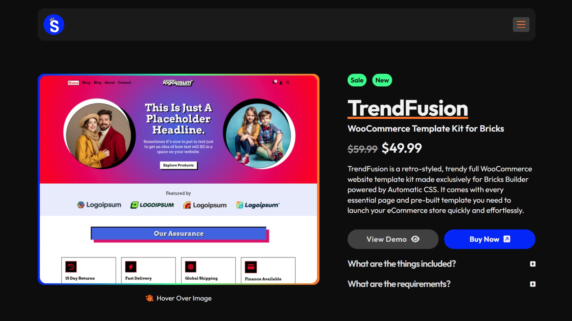 Best Bricks Builder Templates: Top Pre-Built Design Sets • WPnomy TrendFusion - Featured Screenshot - SyncWin