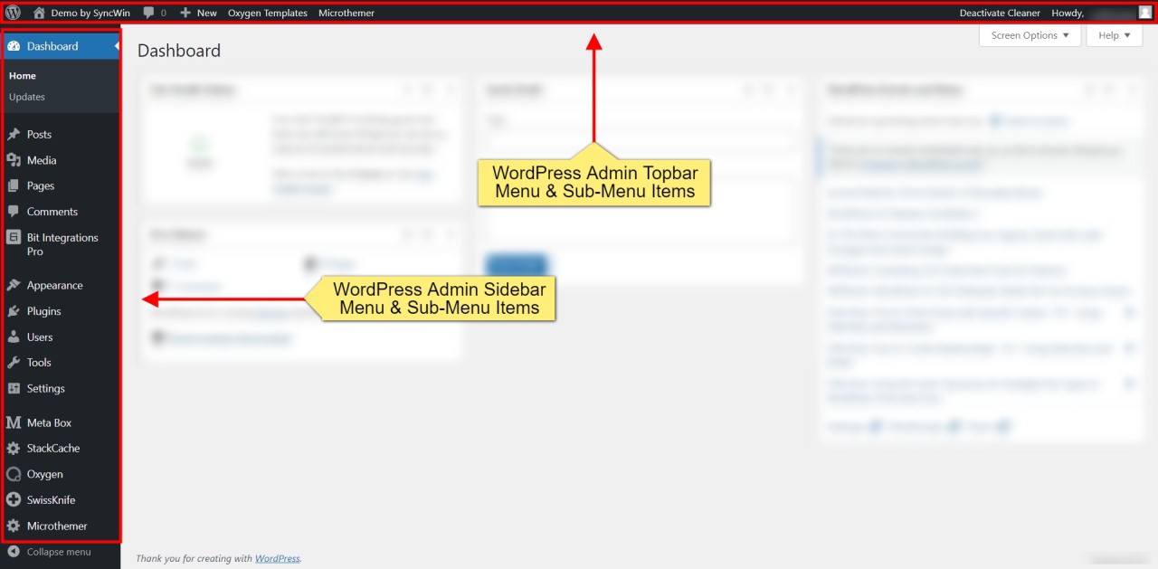 How to Hide WordPress Admin Menu Items Using WP Admin Cleaner? • WPnomy Types of Hidable WordPress Admin Menu Items - Screenshot - Toolonomy