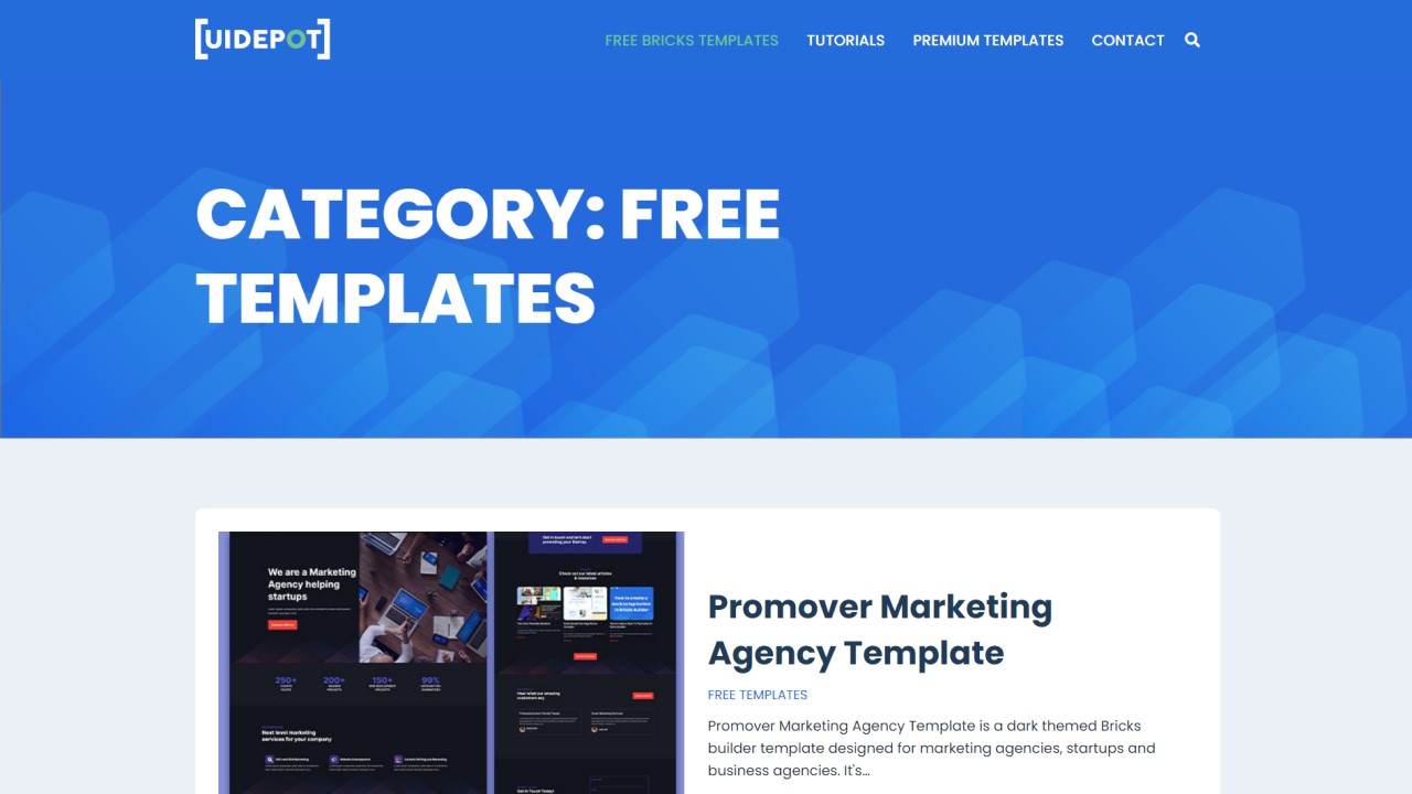 Best Bricks Builder Templates: Top Pre-Built Design Sets • WPnomy UI Depot Templates - Featured Screenshot - Toolonomy