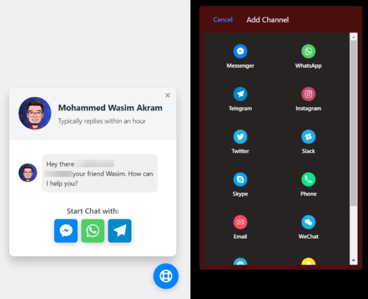 WP Social Ninja Review: Best Social Plugin for WordPress • WPnomy WP Social Ninja Cross-Platform Chat Widget - Screenshot - SyncWin